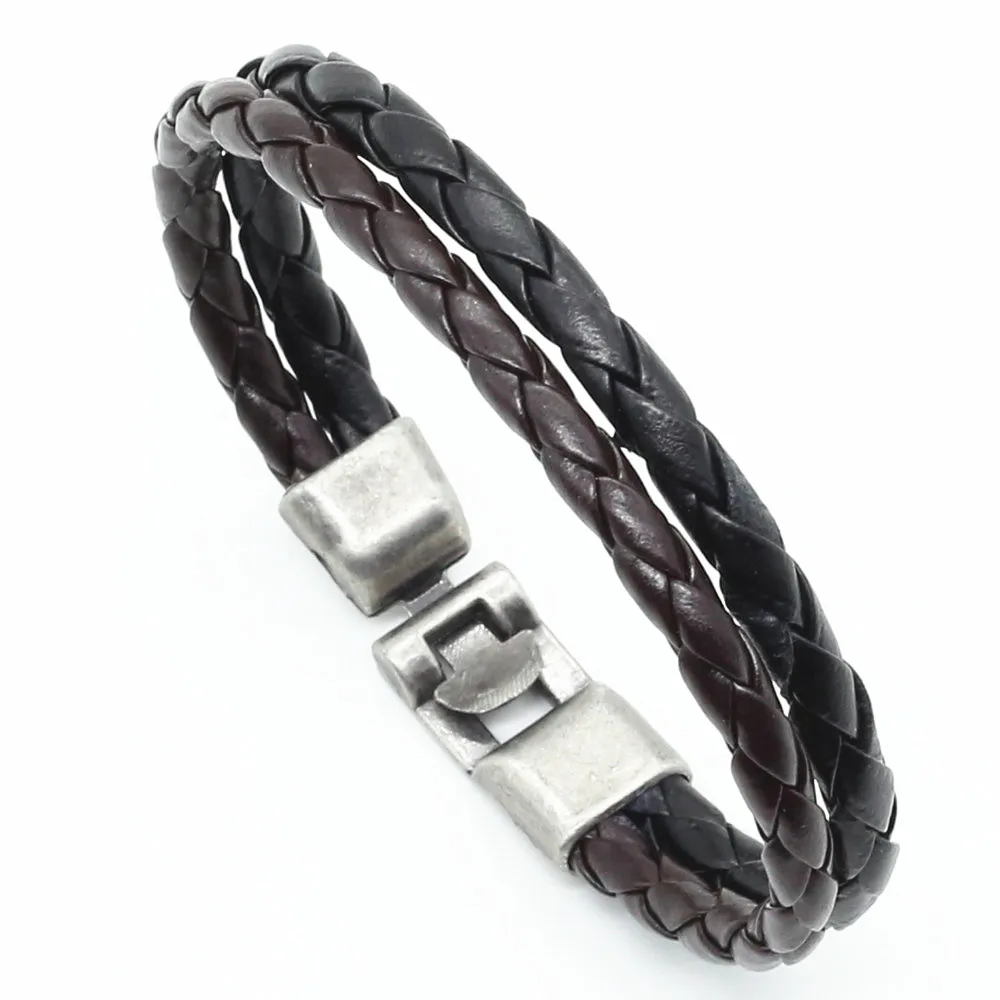 

New Trendy Fashion Handmade Wrap Buckles Cuff Vintage Bracelet Punk Men Leather Bracelet For Women Men's Jewelry Accessory