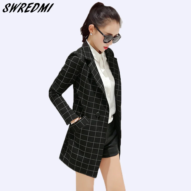 Aliexpress.com : Buy SWREDMI Long Women's Blazers Plaid