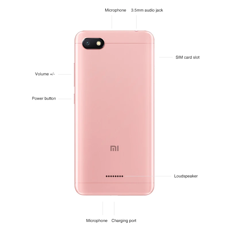 Мобильный телефон Xiaomi Redmi 6A с глобальной версией 2 ГБ 16 четырехъядерный процессор
