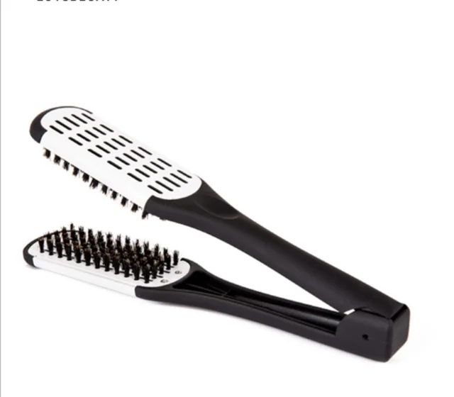 Hot Hair Hairdressing Double Sided Brush Clamp Natural Ceramic Hot Hair Hairdressing Double Sided Brush Clamp Natural Ceramic Straightening Comb Fibres Styling Tools
