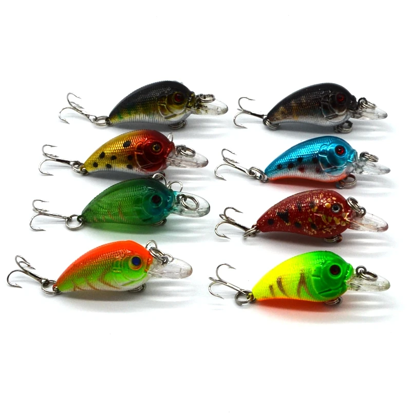 8pcs/lot Mini Fat Wobbler Fishing Lures Crank 4.5cm/1.77in 4.2g/0.15oz