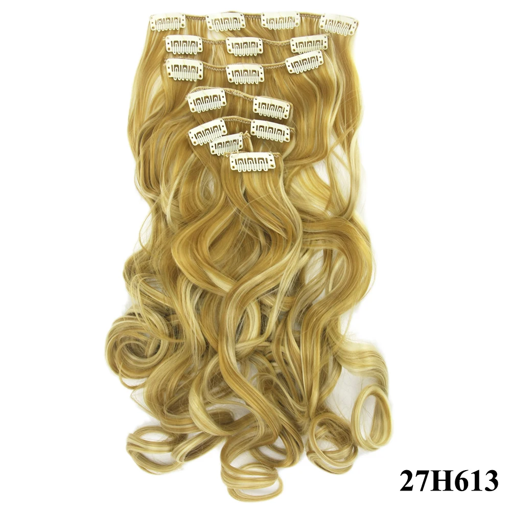 Soowee длинные кудрявые синтетические волосы на клипсах черный до коричневый блонд Омбре волосы клип в наращивание волос Aplique De Cabelo - Цвет: P27/613