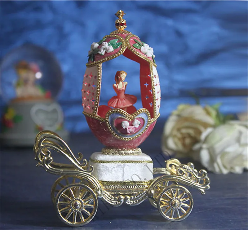 

Royal Heart Pearl Pink Flower Music Box Dancing Ballerina Eggshell Musical Box Luxury Music Box Wedding Gift for Girl Friend