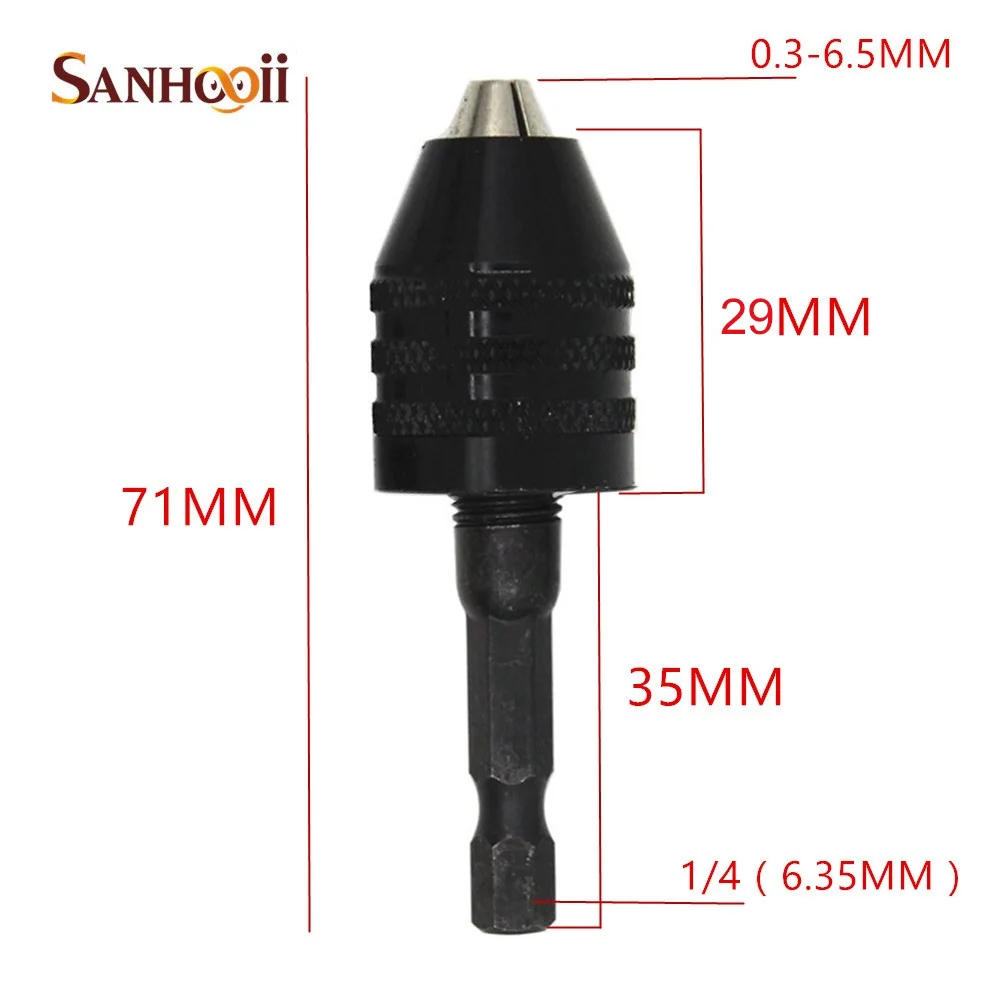 Electric Drill Bit Clip 6mm Hex Shank Clamping Range 0.3-6.5mm Screwdriver Drill Grinder Converter