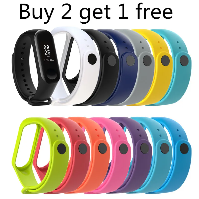 Купите 2 и получите 1 бесплатный Браслет Для Xiaomi Mi Band 3 спортивный силиконовый