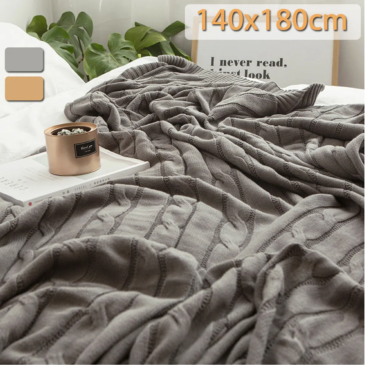 Solid Color Knitted Cotton Wool Blanket Handmade Soft Plaid Throw Blanket On Sofa Bed Plane Warm Bedspreads Home Decor