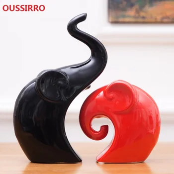

2PCS/SET Wedding Decor Crafts Ceramic Creative Elephant Room Decoration Handicraft Animal Porcelain Figurines Decorations