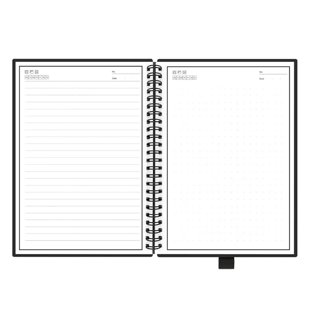 NEWYES Black Environmental A5 Wirebound Notebook Erasable Smart Notebook Paper Reusable for Writing with cloth and erasable pen