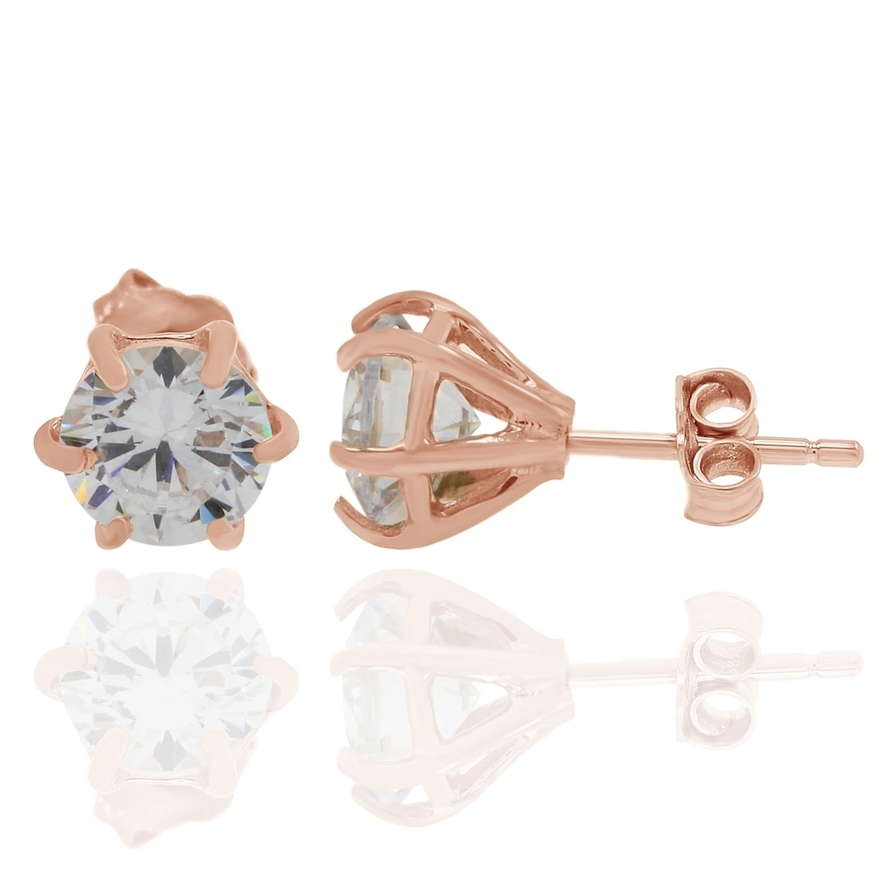 3.00 Ct D/VVS1 Round Cut Solid 10K Rose Gold Solitaire Stud Earrings (1)