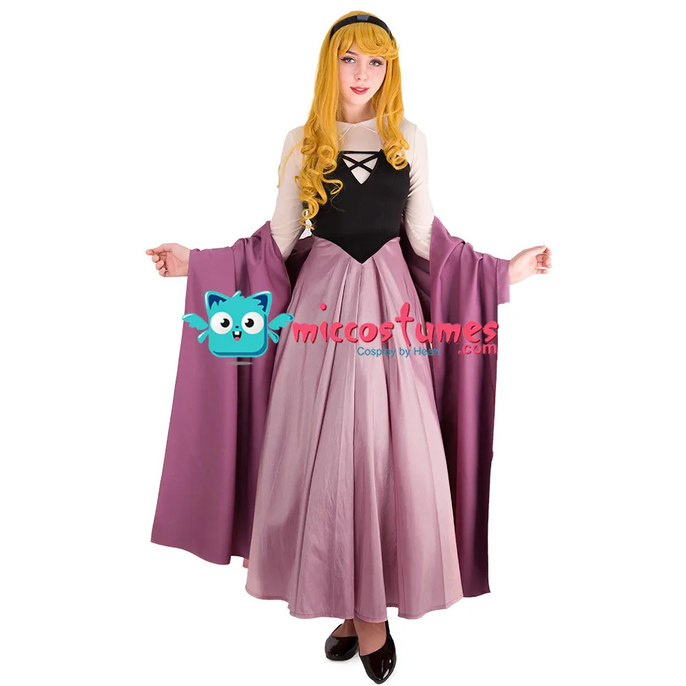 

Princess Costumes Aurora Maiden Dress Adults Purple Pink Corset Cape