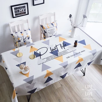 

Simple Nordic Style Geometric Plaid Elk Pattern Tablecloth Thickening Linen/Cotton Blended Tea Table Cloth Camping Table Cloth