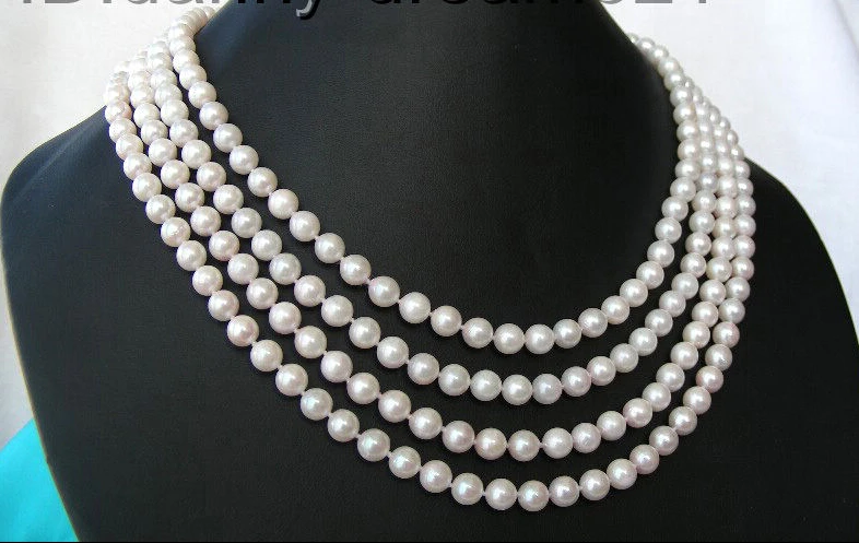 

FREE shipping>>>> charming luster 80" Akoya white SOUTH seawater Pearls necklace 6.07