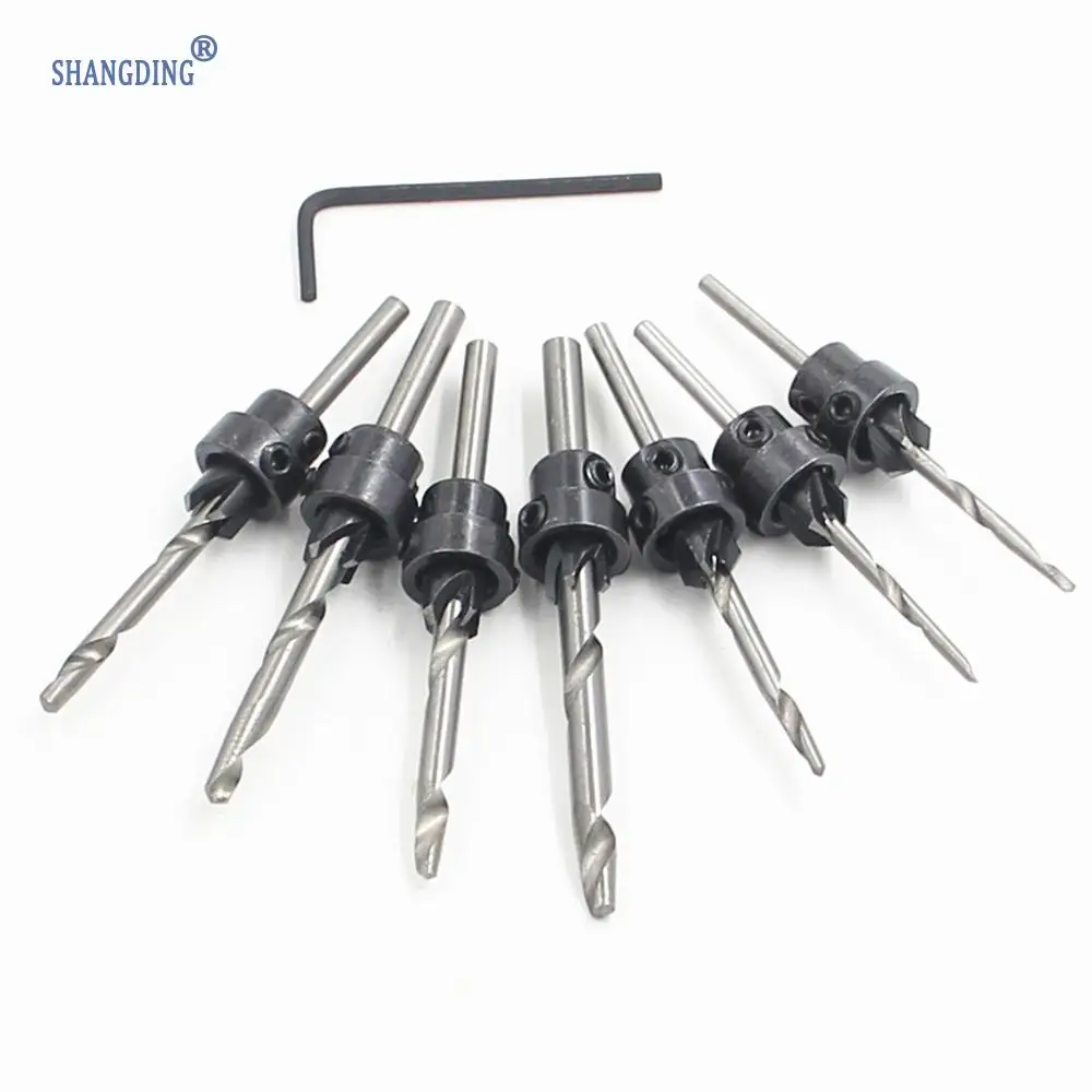 New 22pc/Set Countersink Drill Bits With Adjustable Depth Stop Collar