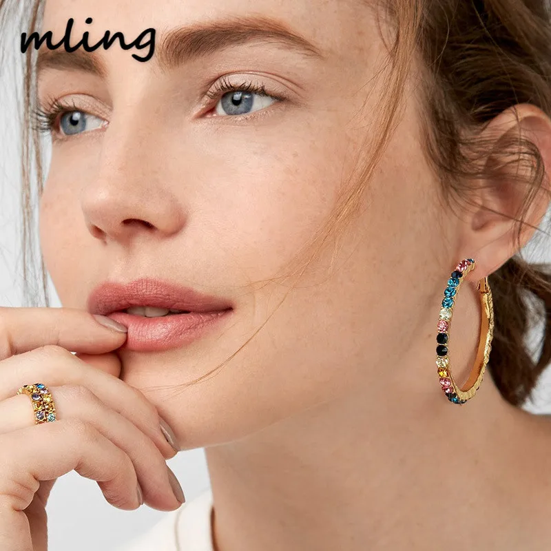 

2019 New Colored Earrings Fashion Noble Round Earrings For Women Original Creative Wild Alloy Earings Fashion Jewelry #