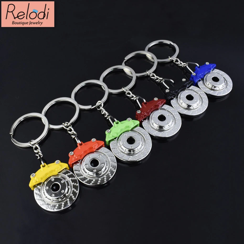 

Fashion Design Modified Brakes keychain Motorcycle Key Pendant Brakes Key Ring Disc Brake Pads Key Chain Wheels Can Spin SP1955