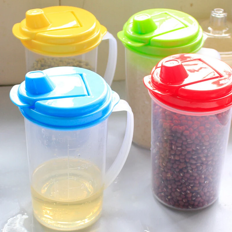 kitchen containers utensils leakproof plastic lid measuring oiler