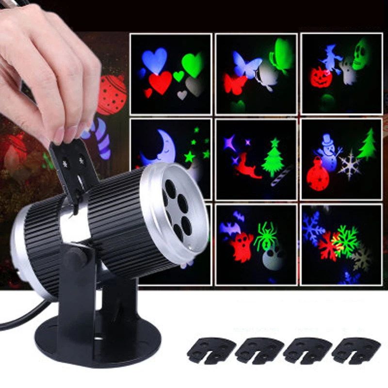 

12 Films LED Snowflake Projection Lamp Halloween Christmas Film Projection Light Pattern Decoration Lamp holiday lighting