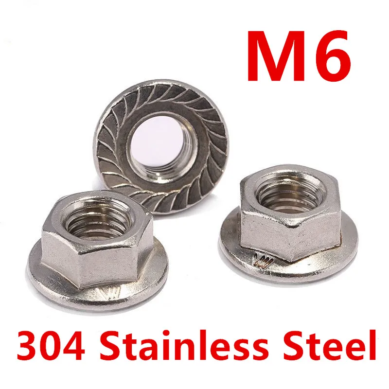 Free shipping 25 pieces Metric M6 304 Stainless Steel Hex Head Serrated
