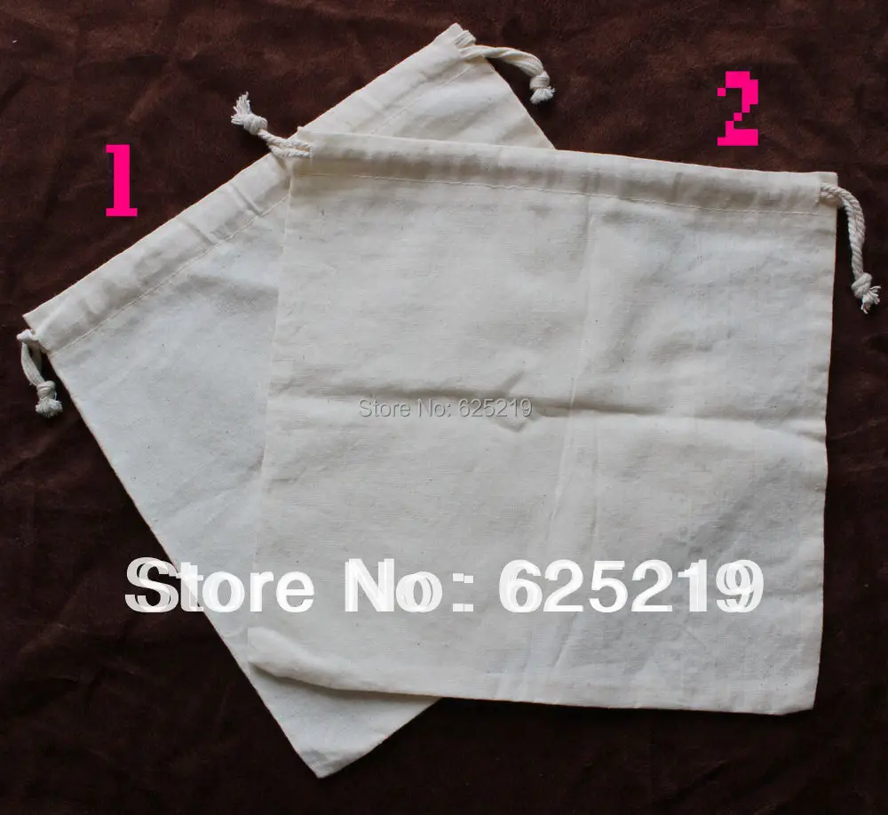 

140g/m2 cotton (50pcs/lot) 25*25cm/10*10 inch organic natural drawstring cotton bag can customize the logo & size