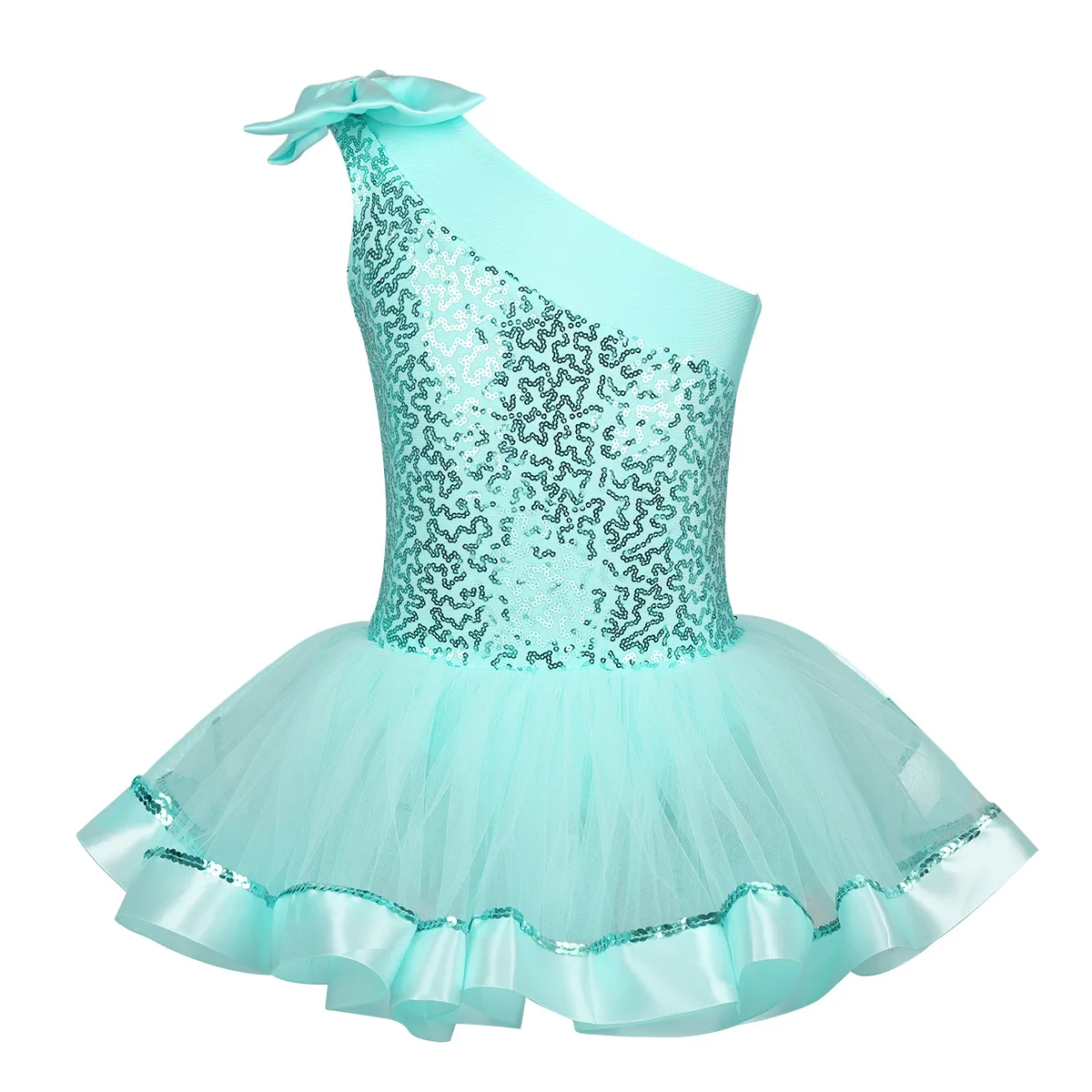 Балетное платье-пачка на одно плечо для маленьких девочек; балетное платье с блестящими блестками; Детское трико балерины; гимнастический трико балерины танцевальный сценический костюм