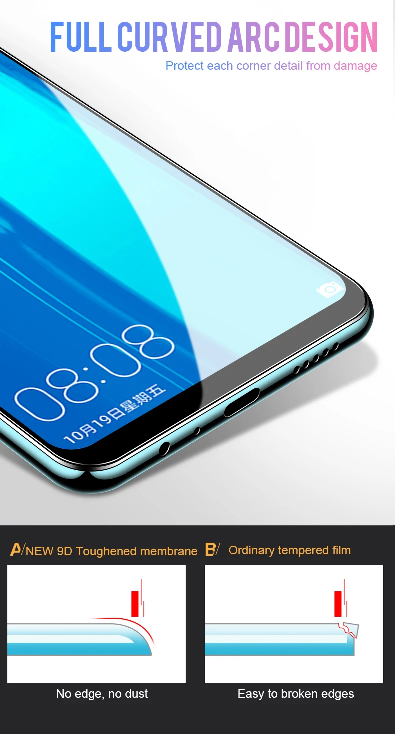 2 шт. 9D Edge Защитное стекло для oppo A7 A5 A3S A3 стекло для oppo AX7 AX5 C1 Realme U1 Защитная пленка для экрана oppo A5 oppo A3S