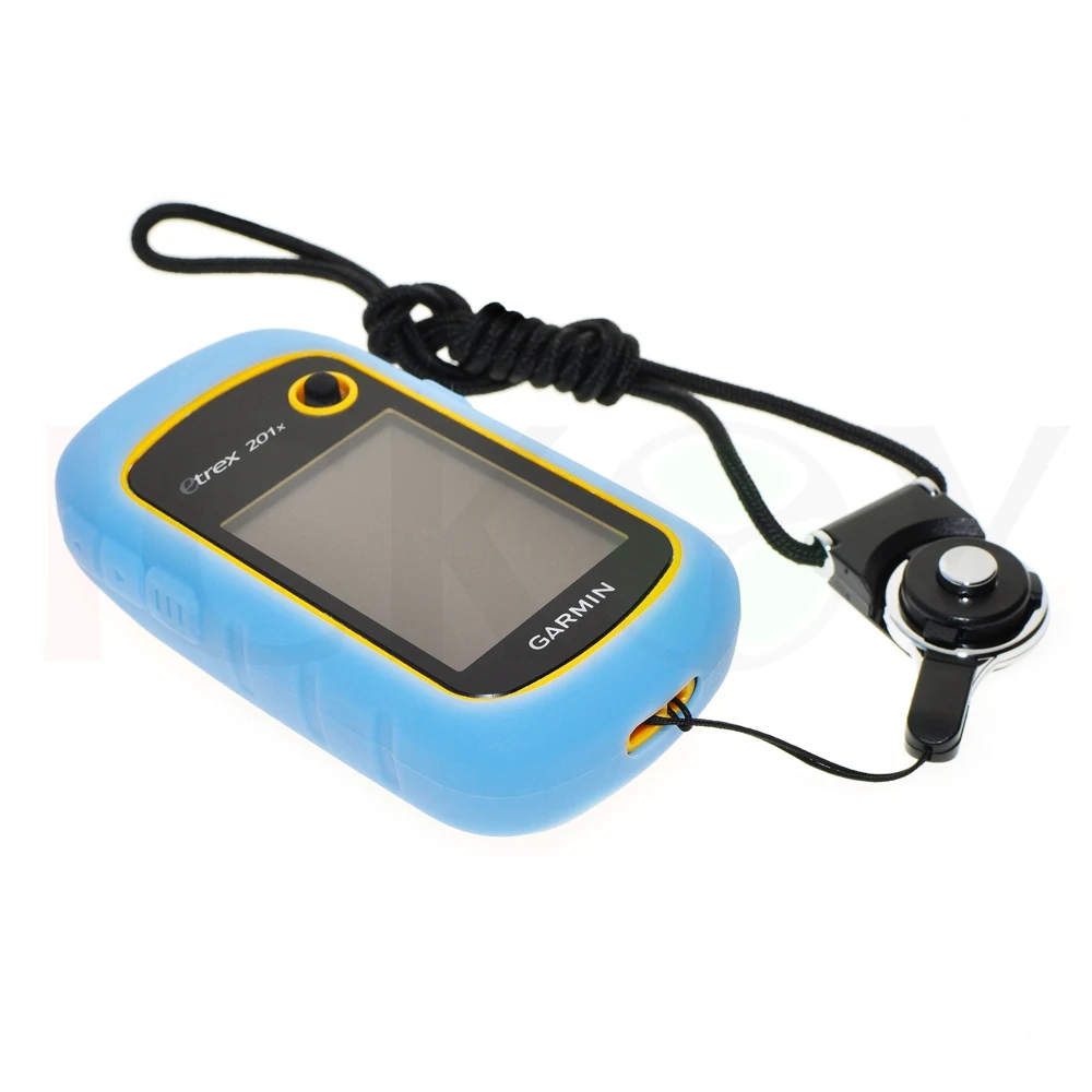 

Protect Silicon Light Blue Case + Black Detachable Ring Neck Strap for Hiking Handheld GPS Garmin eTrex 10 20 30 10x 20x 30x