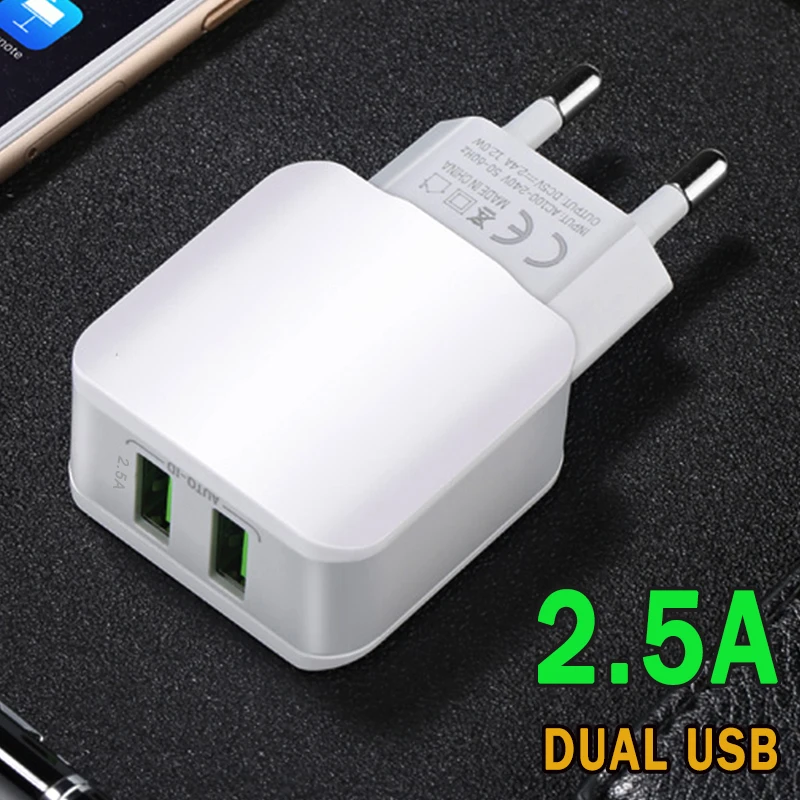 Buy 5V 2.5A Dual USB Mobile Phone Charger Portable Travel Wall Chargers Adapter