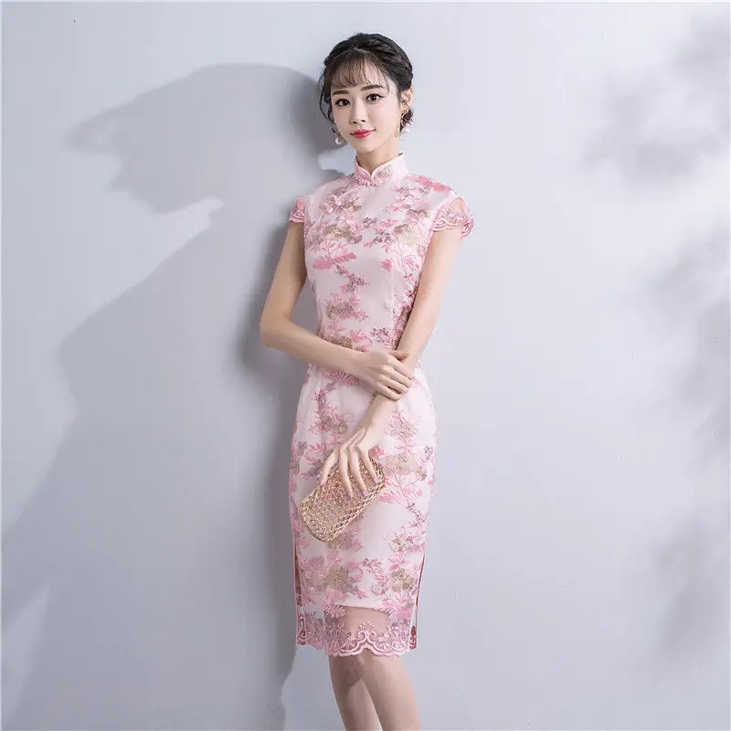 Шанхай история мода лето по колено Cheongsam новое поступление китайский Стиль Женские район платье тонкий Qipao Vestido