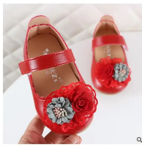 Новая Осенняя детская обувь с мягкой подошвой для детей 0-3 лет, обувь для маленьких девочек, обувь для маленькой принцессы, 3 цвета, очень стильные - Цвет: Красный