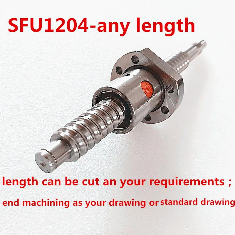 Шариковый винт 12 мм SFU1204 L150 165 200 250 300 холоднокатаный шариковый C7 с BK10BF10 для