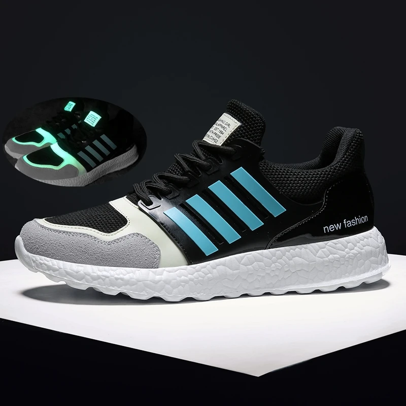 

Summer Breathable Men Shoes Fluorescent Luminous Thick-soled Sports and Leisure Net Mesh Shoes 2019 NEW Shoes for Men