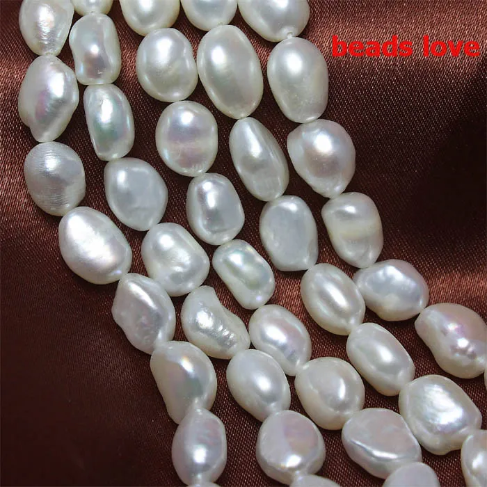 

wholesale(AA+High quality) 10mm-18mm Natural Irregular Freshwater white Pearl Round Beads 15.5"/39CM Free Shipping(F00218)