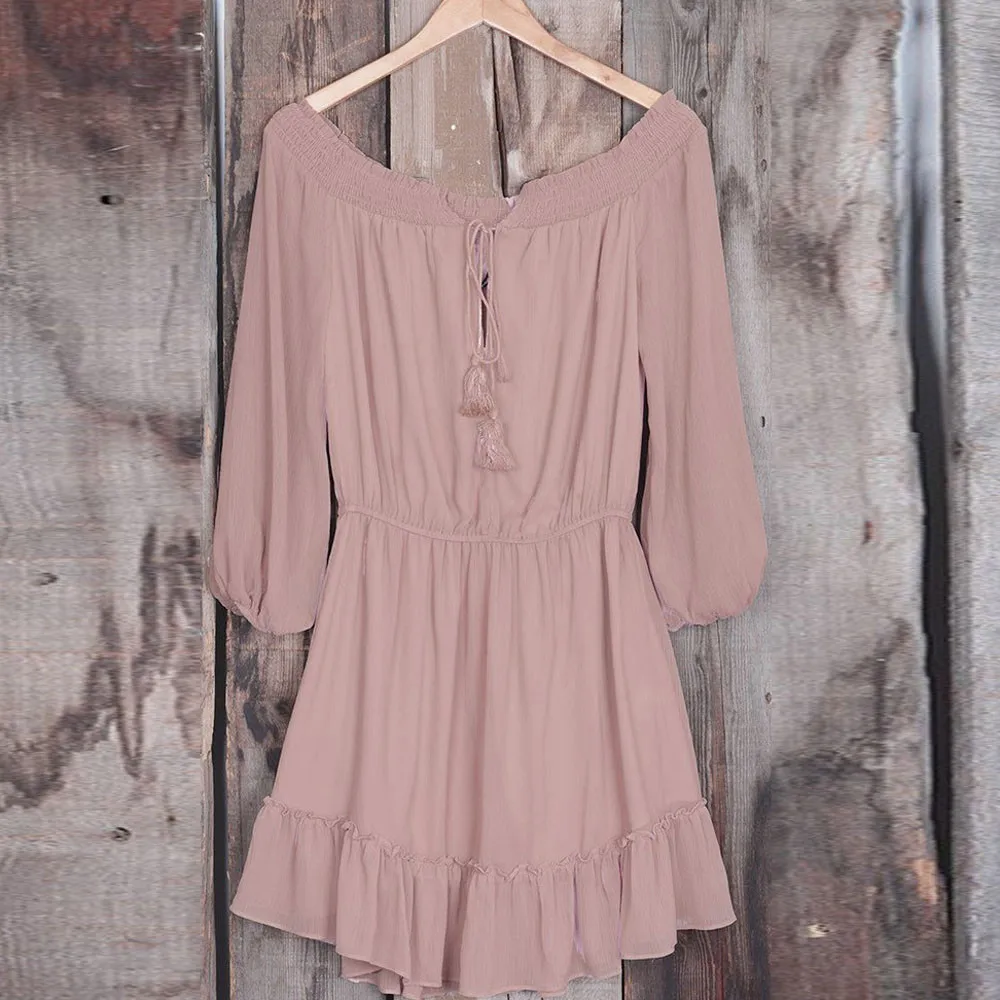 

Women Dress Women Casual Chiffon Sexiness Of Slash Neck Bohemian Dress #30