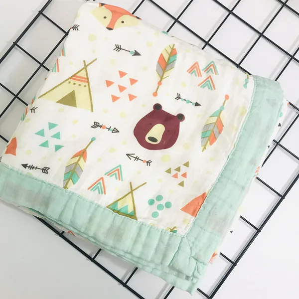 panda muslin quilt four layer bamboo baby muslin blanket Muslin Tree swaddle better than Aden Anais Baby/Blanket Infant Wrap - Цвет: four layer bear