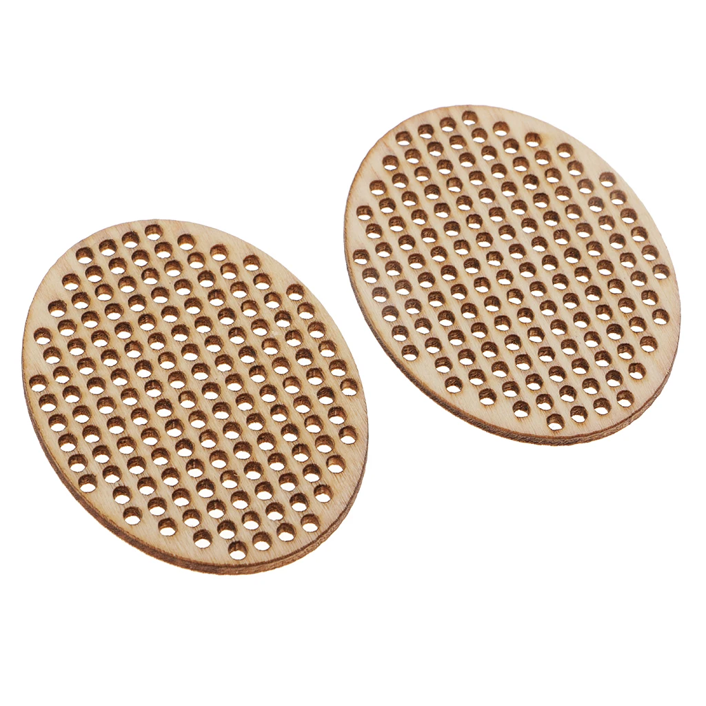 20pcs Oval Round Heart Wooden Cross Stitch Pendant Natural Wooden Embellishment DIY Jewelry Making Craft Wood Charms