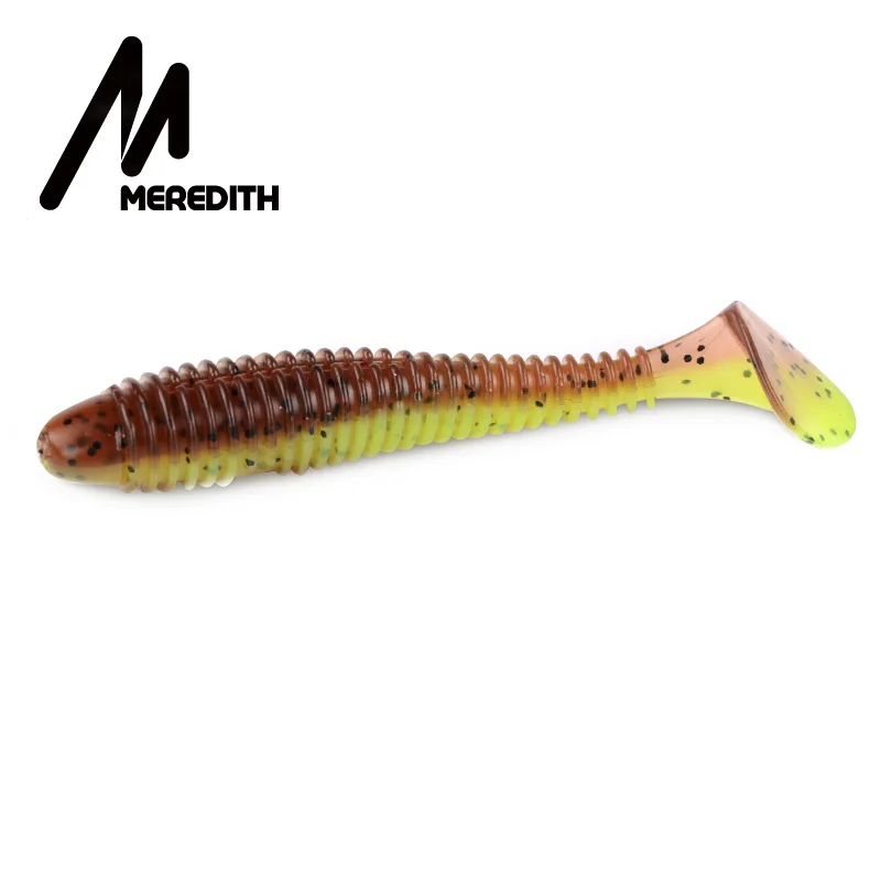 MEREDITH 75 мм 3 г 10 шт. мягкие приманки для рыбалки Craws мягкие приманки FAT Swing Impact Swimbait Bass shad воблер - Цвет: C