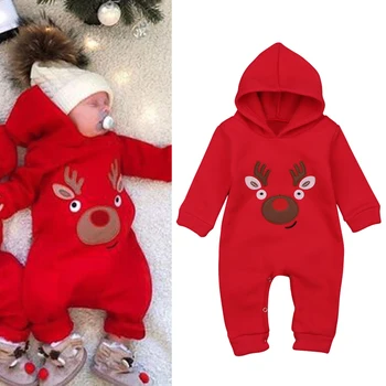 

Cute Newborn Baby Rompers Cotton Long Sleeve Cartoon Toddler Hooded Jumpsuit Infant Christmas Clothes Baby Boy Girls Clothing