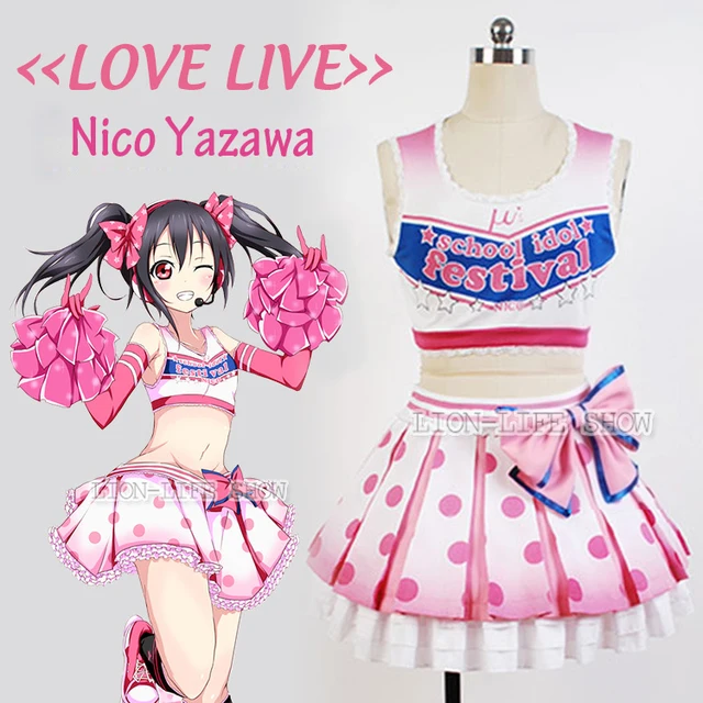 Japanese Anime LoveLive Pink Nico Yazawa Cosplay Costume Lolita