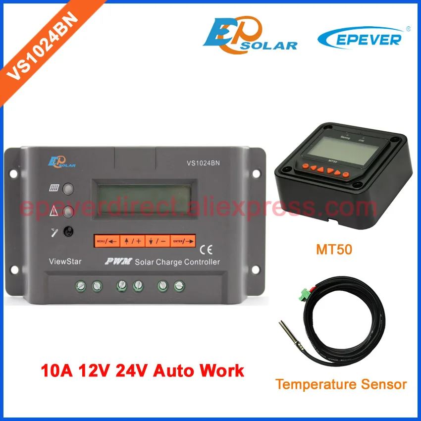 

PWM New Solar battery controller 24v 12V with temperature sensor and two colors MT50 options VS1024BN EPEVER