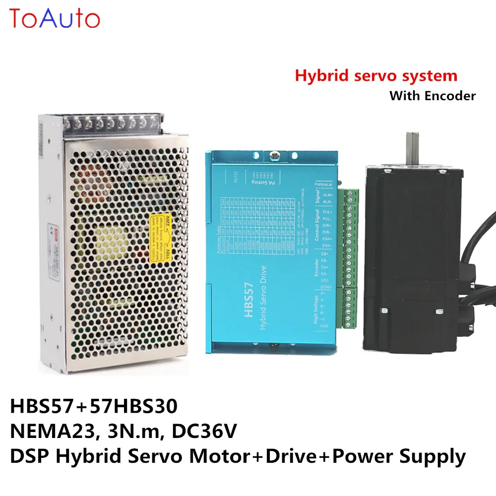 NEMA23 3 Нм замкнутый цикл шаговый комплект HBS57 + 57HBS30 DC36V DSP Гибридный Серводвигатель