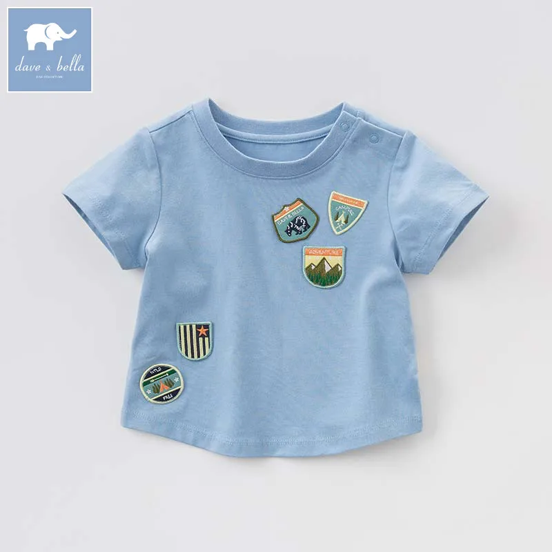 

DBA6451 dave bella summer infant baby boys fashion t-shirt kids 100% cotton boutique tops children high quality tee