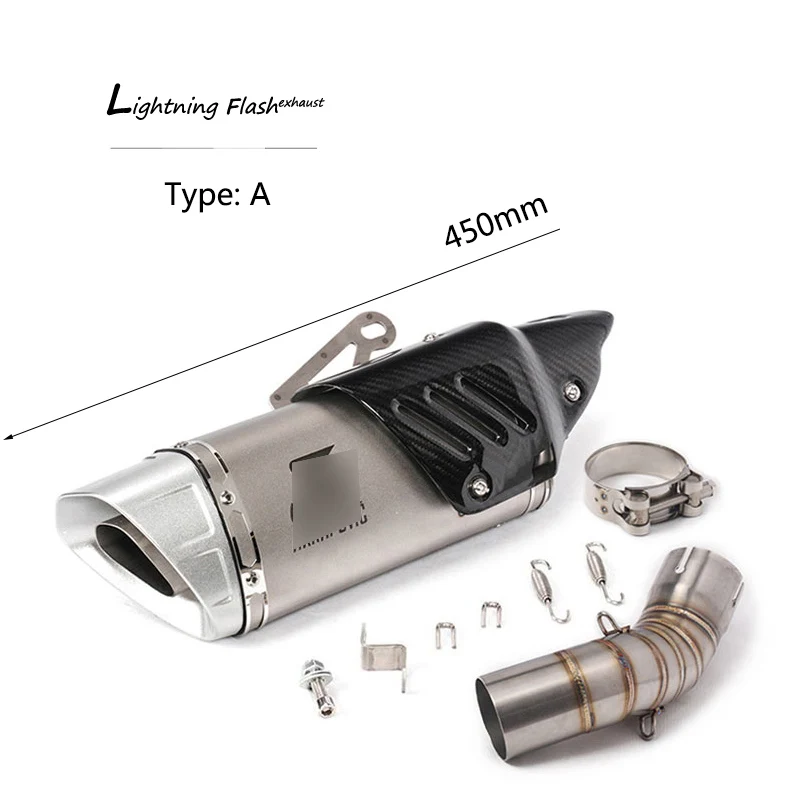 For- Kawasaki Z900 Ninja 900 Exhaust Pipe Slip On 51 mm Pipe Motorcycle Mid Tail Pipe No DB Killer Escape Exhaust Tips - Цвет: A
