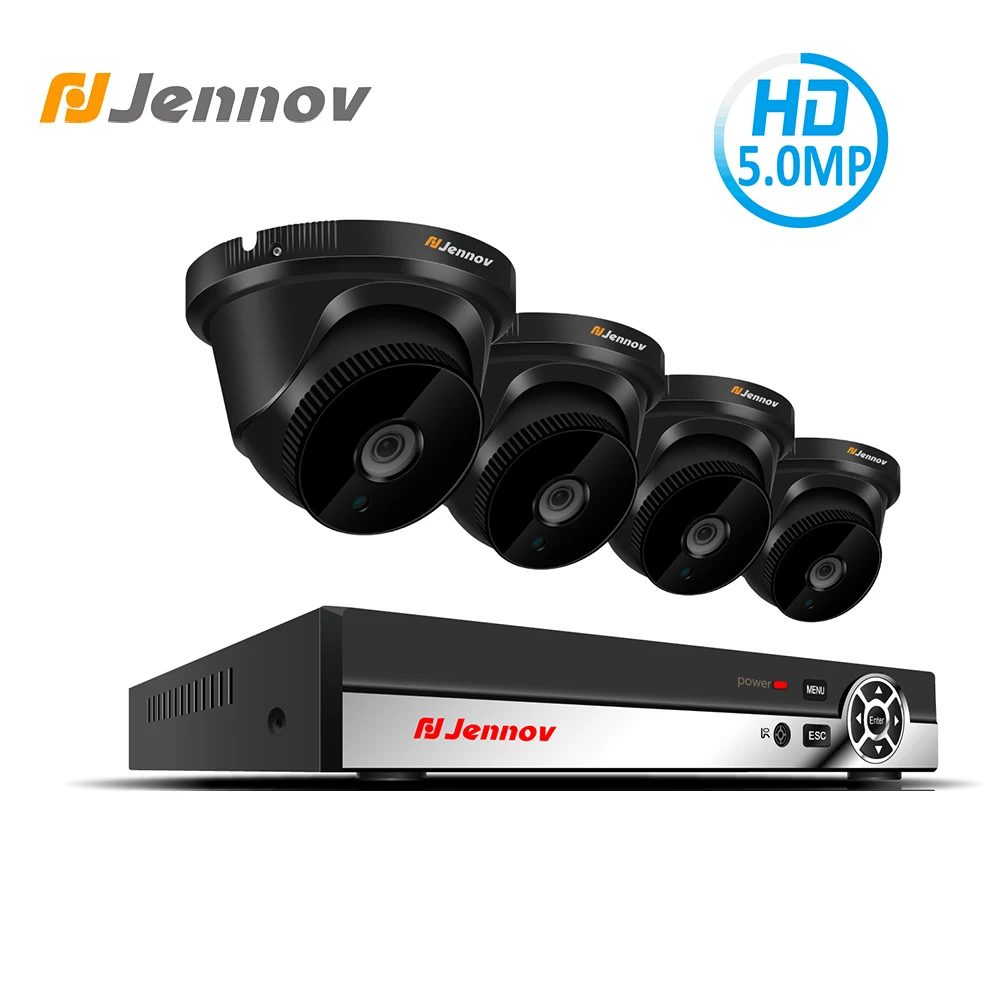 

Jennov 4CH HD H.265 5MP Security Camera System Video Surveillance Kit IP Camera POE CCTV Set NVR P2P H.265 Remote View IP Wired