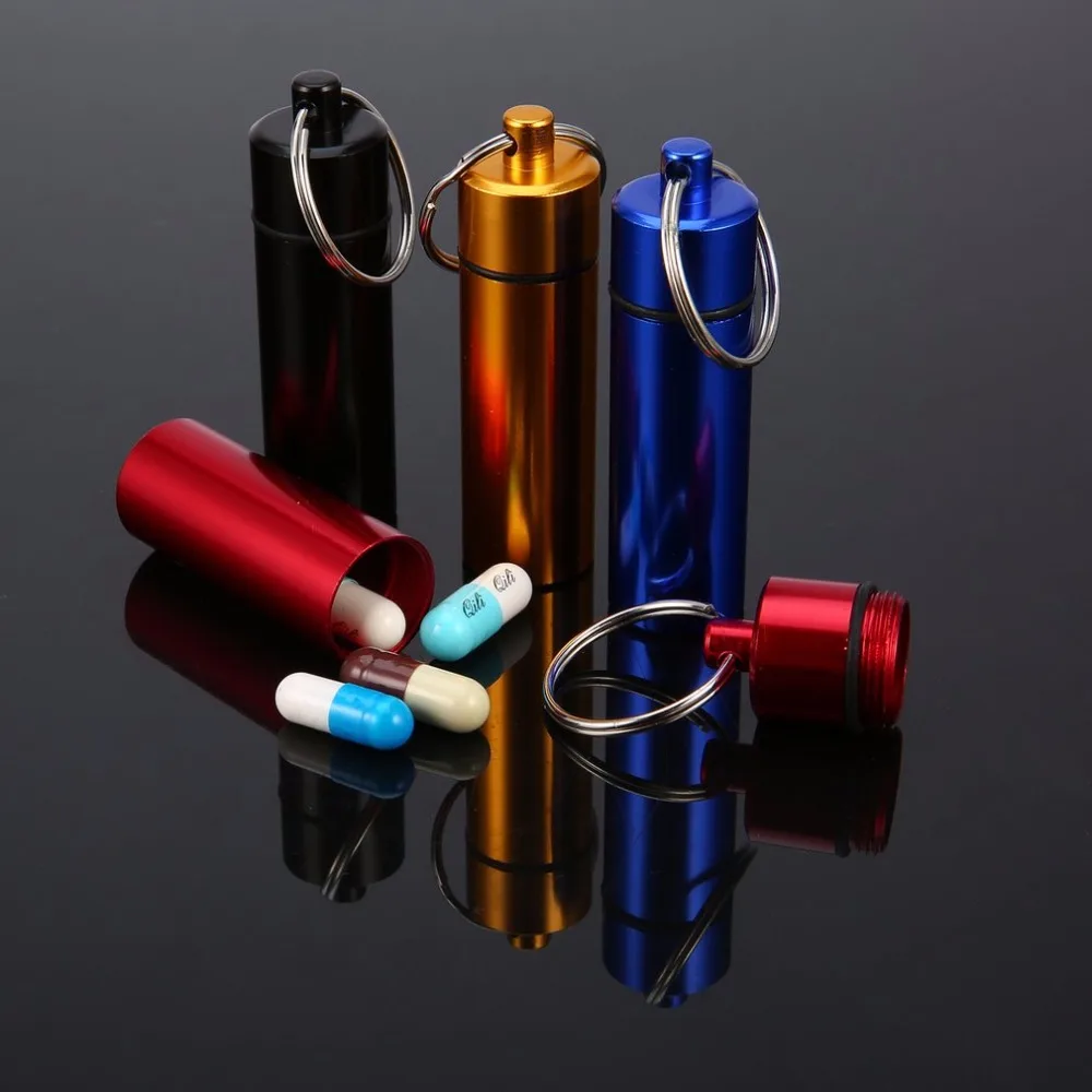 

Waterproof Aluminum Pill Box Case Bottle Cache Drug Holder Container Keychain Medicine Box Health Care