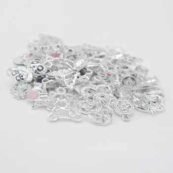 

50pcs Mixed White k 20-40 different Alloy accessories pendant for bracelet necklace DIY Metal Jewelry Making