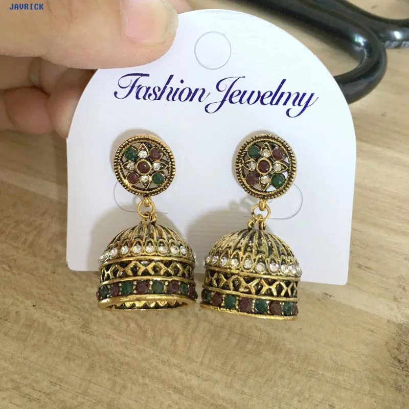 JAVRICK, женские этнические серьги Jhumka Jhumki из парчи с кристаллами, мексиканские цыганские висячие серьги, ювелирные изделия, изысканные серьги