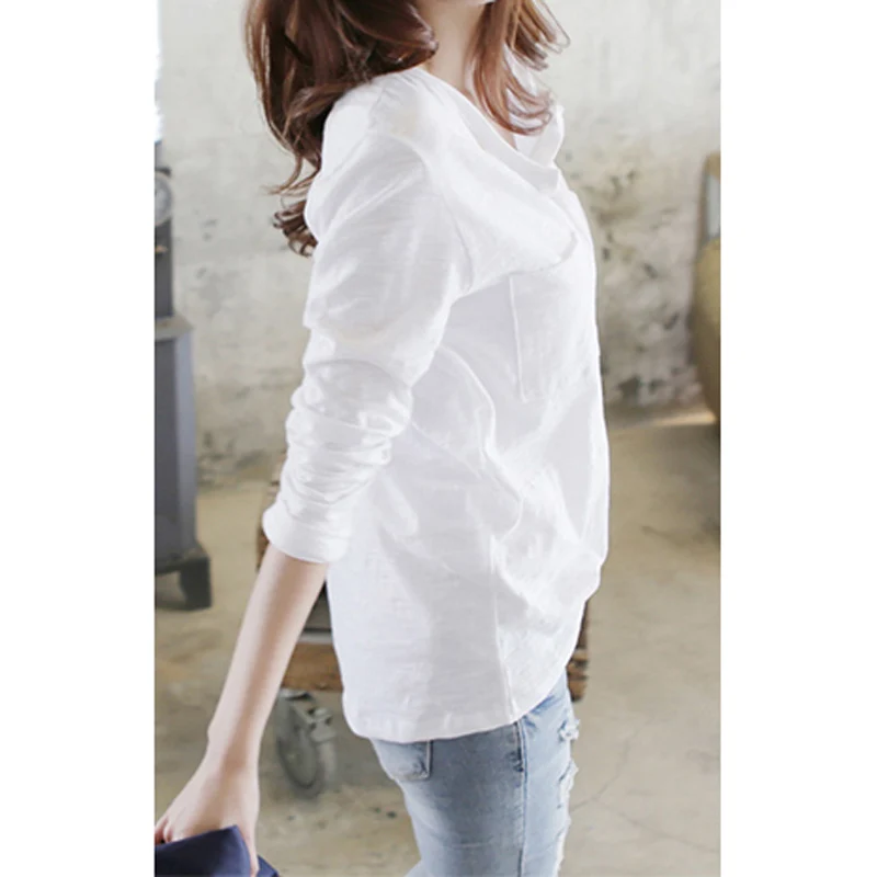 Camiseta de Mujer 2018 otoño Mujer camiseta moda Sexy cuello pico algodón sólido Tops Casual Mujer manga larga Camisetas Mujer Camiseta de Mujer 2018 otoño Mujer camiseta moda Sexy cuello pico algodón sólido Tops Casual Mujer manga larga Camisetas Mujer