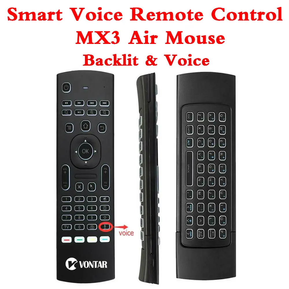 Дешево Беспроводная клавиатура MX3 PRO Air mouse с подсветкой и пультом дистанционного управления, 2,4G, русская английская ИК клавиатура MX3 для обучения T9 ...