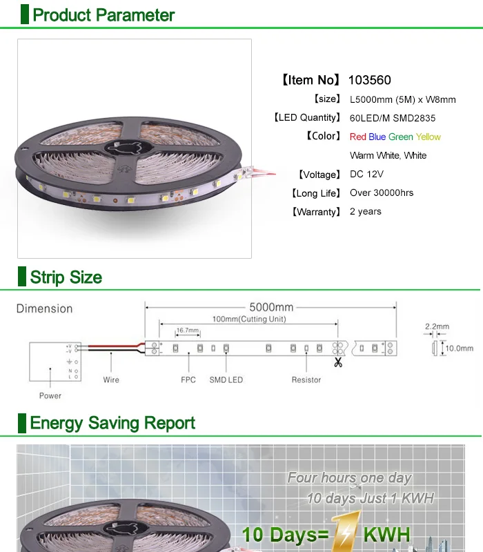 Топ Светодиодные ленты света SMD3528 5 м 60 светодиодный/m один Цвет теплый белый, красный, зеленый, синий, белый, желтый, Мощность адаптер 2A DC12V Non-Водонепроницаемый