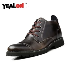 YEALON British Style Genuine Leather Winter Warm Men Boots Winter Boots High Quality Leather Boots Men Zapatillas Hombre
